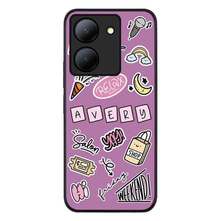 Vivo Y36 / Vivo Y36 5G / Rugged Black Personalized Name Cute Weekend Girl Sticker, Phone Case - Vivo - Stylizedd.com