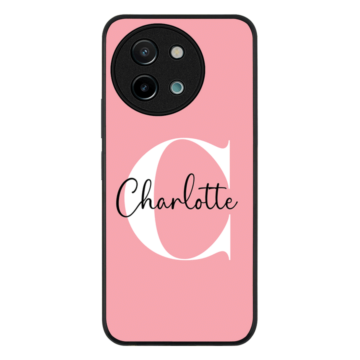 Vivo Y38 / Y58 / Y200i / T3x / Rugged Black Custom Monogram Large Initial Name & Letter, Phone Case - Vivo - Stylizedd.com