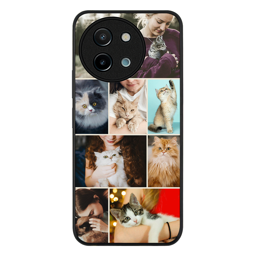 Vivo Y38 / Y58 / Y200i / T3x / Rugged Black Personalised Photo Collage Grid Pet Cat, Phone Case - Vivo - Stylizedd.com