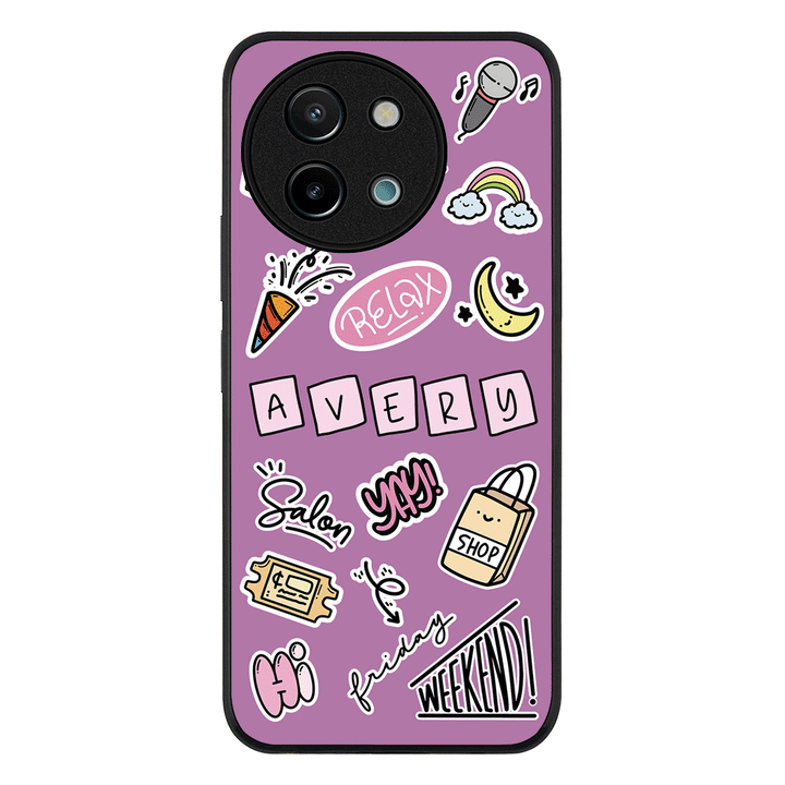 Vivo Y38 / Y58 / Y200i / T3x / Rugged Black Personalized Name Cute Weekend Girl Sticker, Phone Case - Vivo - Stylizedd.com