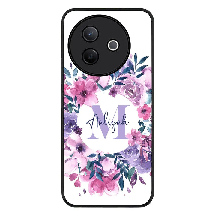 Custom Monogram Floral Flower Initial Name & Letter Phone Case - Vivo - Y39 5G / Y300i / Rugged