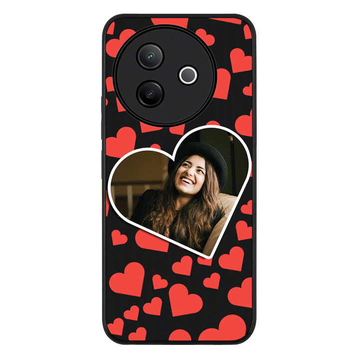 Custom Photo Heart shaped Phone Case - Vivo - Y39 5G / Y300i / Rugged Black - Stylizedd
