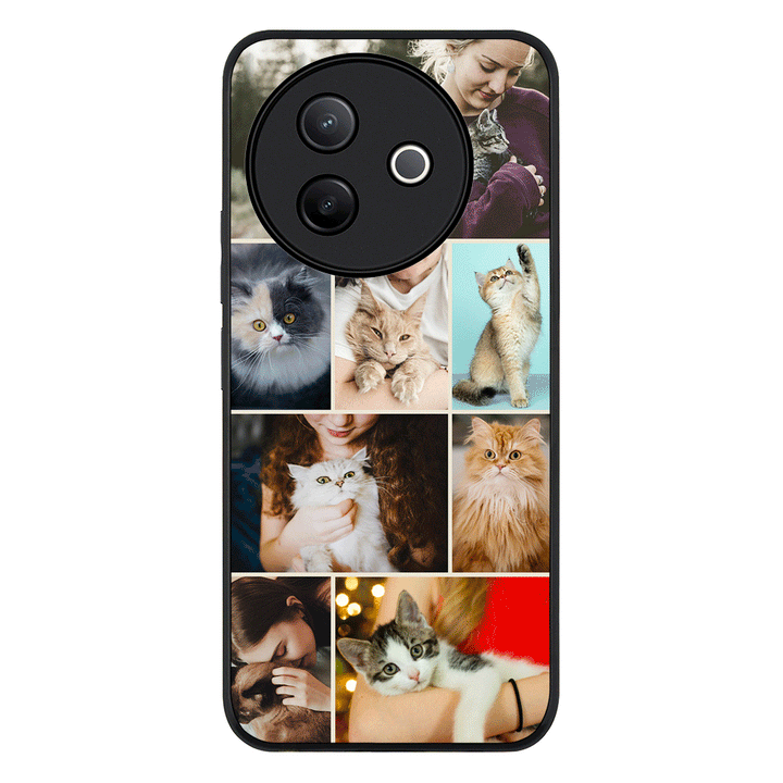 Personalised Photo Collage Grid Pet Cat Phone Case - Vivo - Y39 5G / Y300i / Rugged Black