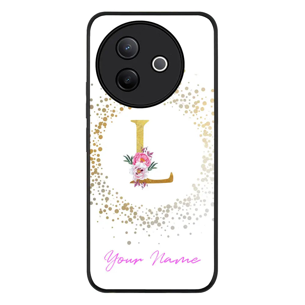 Floral Initial Phone Case - Vivo - Y39 5G / Y300i / Rugged Black - Stylizedd