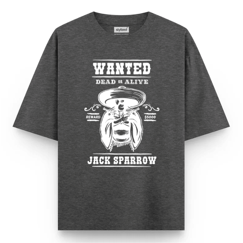 Custom Wanted Western T-shirt - Oversize - Charcoal Grey / XS - T-Shirt