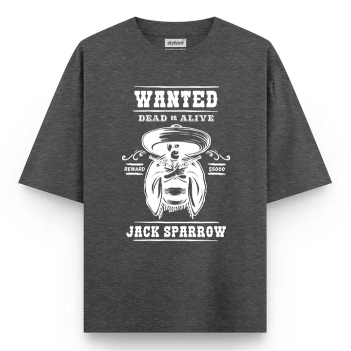 Custom Wanted Western T-shirt - Oversize - Charcoal Grey / XS - T-Shirt