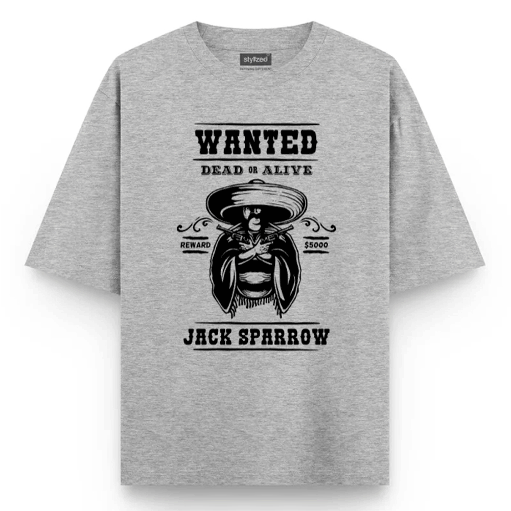 Custom Wanted Western T-shirt - Oversize - Light Grey / XS - T-Shirt