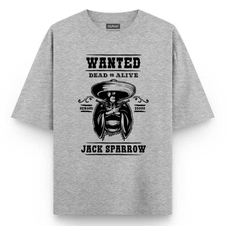 Custom Wanted Western T-shirt - Oversize - Light Grey / XS - T-Shirt
