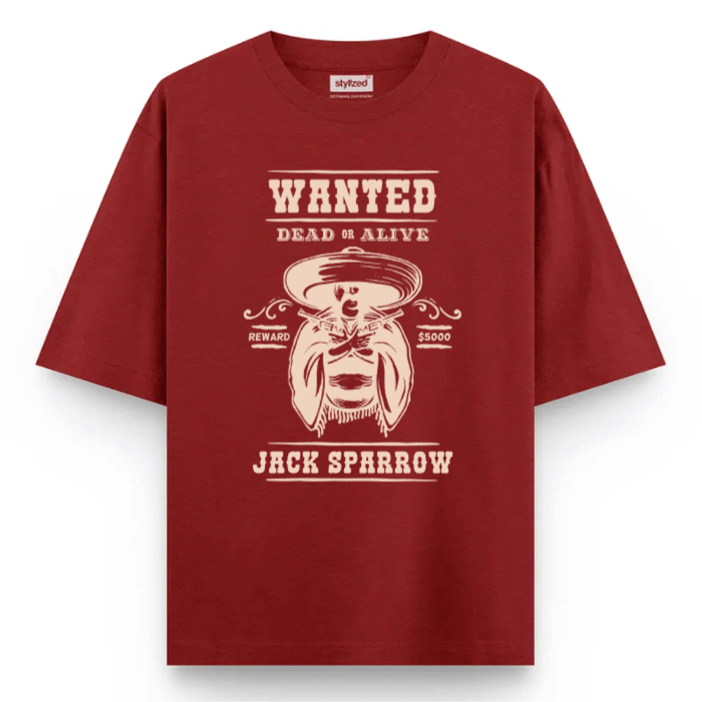 Custom Wanted Western T-shirt - Oversize - Maroon / XS - T-Shirt