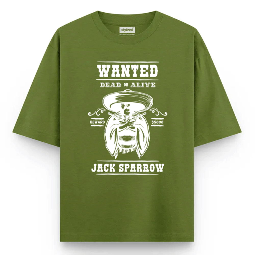 Custom Wanted Western T-shirt - Oversize - Military Green / XS - T-Shirt