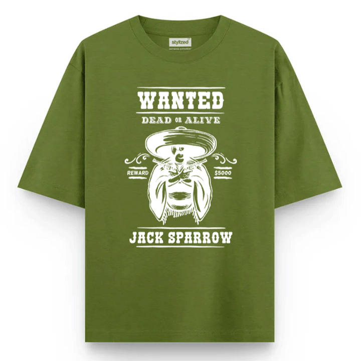 Custom Wanted Western T-shirt - Oversize - Military Green / XS - T-Shirt