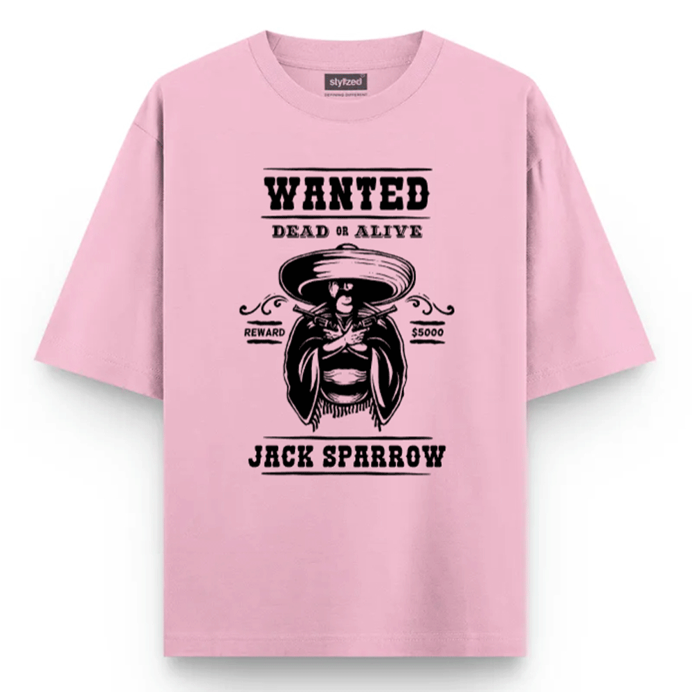 Custom Wanted Western T-shirt - Oversize - Pink / XS - T-Shirt
