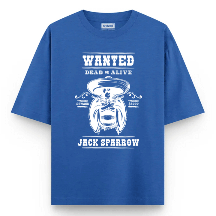 Custom Wanted Western T-shirt - Oversize - Royal Blue / XS - T-Shirt