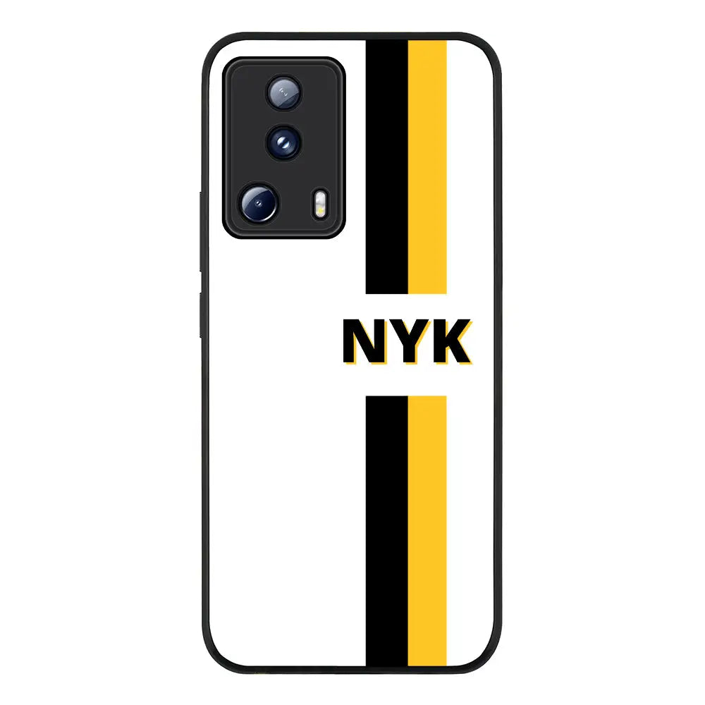 Custom Striped Monogram Phone Case - Xiaomi - 13 Lite 5G / Civi 2 / Rugged Black - Stylizedd