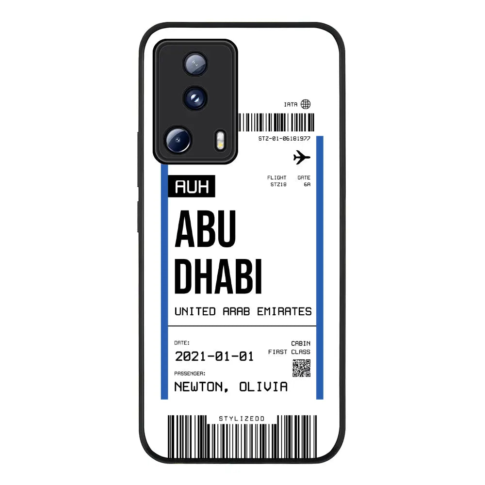 Custom Flight Boarding Pass Ticket Phone Case - Xiaomi - 13 Lite 5G / Civi 2 / Rugged Black -