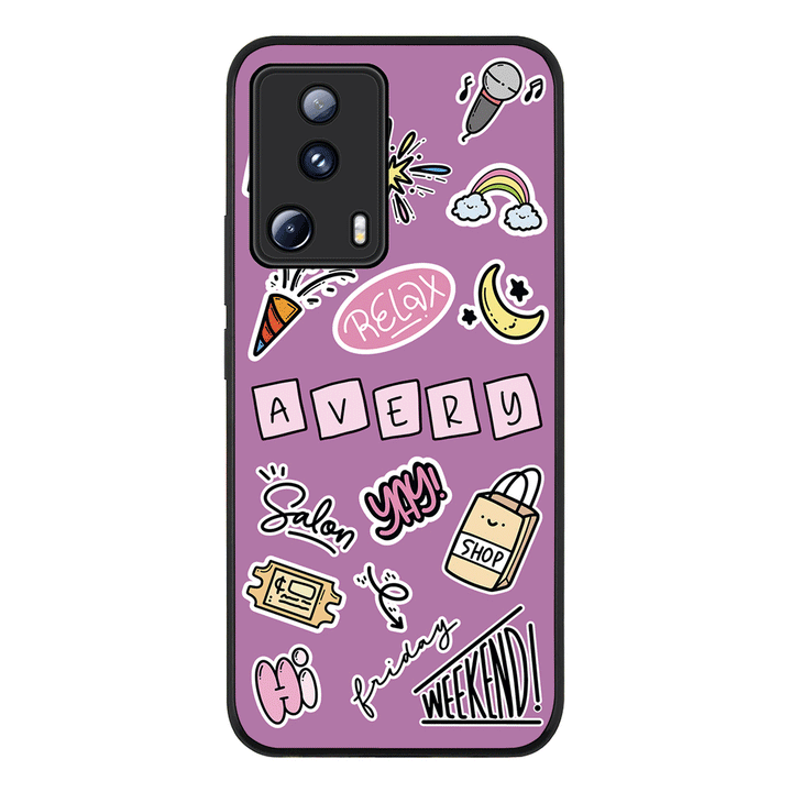 Xiaomi 13 Lite 5G / Xiaomi Civi 2 5G / Rugged Black Personalized Name Cute Weekend Girl Sticker, Phone Case - Xiaomi - Stylizedd.com
