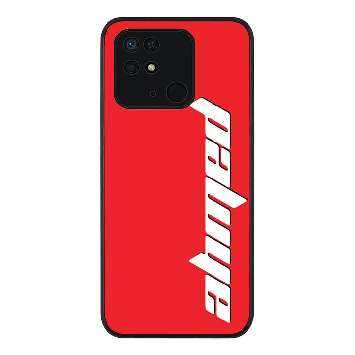 Redmi 10C 4G / Rugged Black Custom Text, Vertical Name Phone Case - Redmi - Stylizedd.com