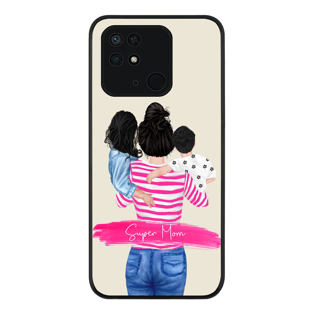 Redmi 10C 4G / Rugged Black Custom Clipart Text Mother Son & Daughter Phone Case - Redmi - Stylizedd.com