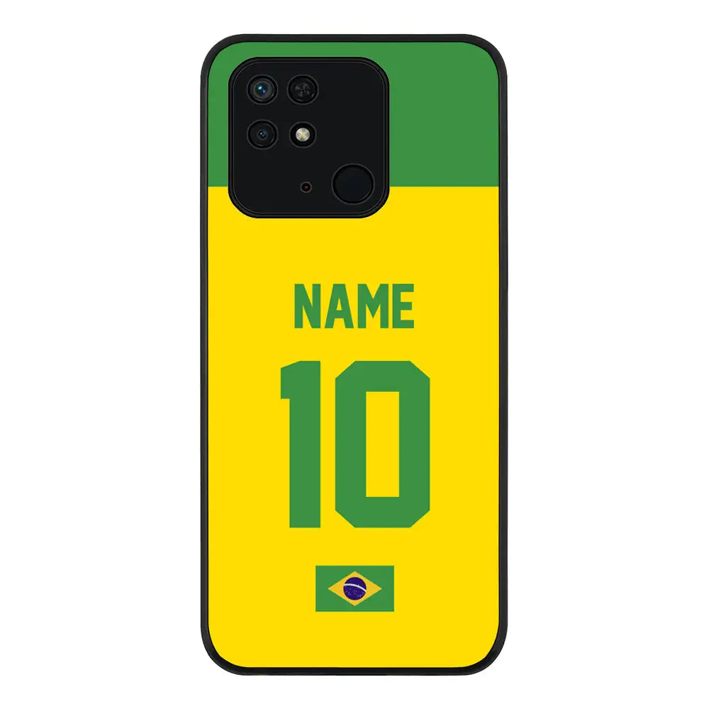 Redmi 10C 4G / Rugged Black Personalized Football Jersey Phone Case Custom Name & Number - Redmi - Stylizedd.com