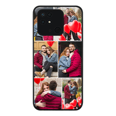 Redmi 10C 4G / Rugged Black Personalised Valentine Photo Collage Grid, Phone Case - Redmi - Stylizedd.com