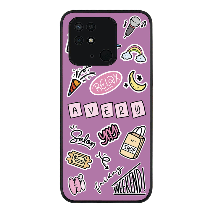 Redmi 10C 4G / Rugged Black Personalized Name Cute Weekend Girl Sticker, Phone Case - Redmi - Stylizedd.com