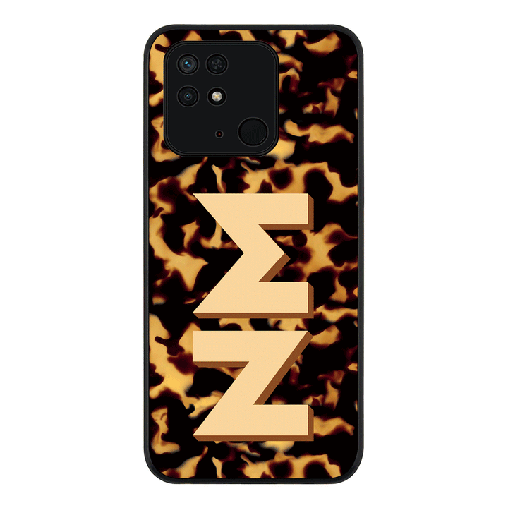 Redmi 10C 4G / Rugged Black Custom Monogram 3D Text Luxury Tortoise Shell Pattern, Phone Case - Redmi - Stylizedd.com