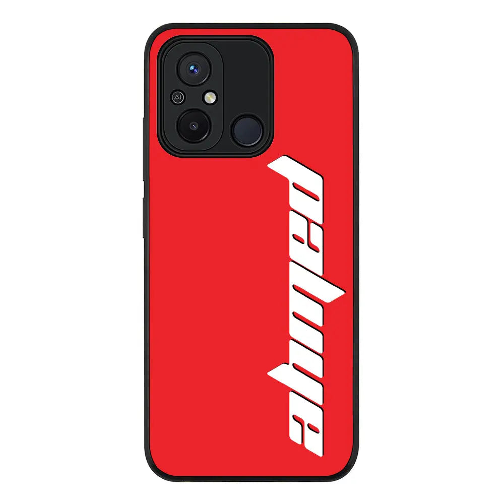 Redmi 12C 4G / Rugged Black Custom Text, Vertical Name Phone Case - Redmi - Stylizedd.com