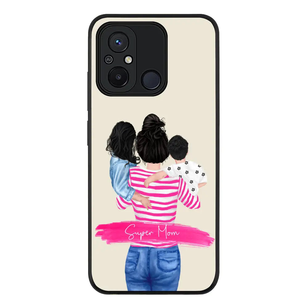 Custom Clipart Text Mother Son & Daughter Phone Case - Redmi - Stylizedd