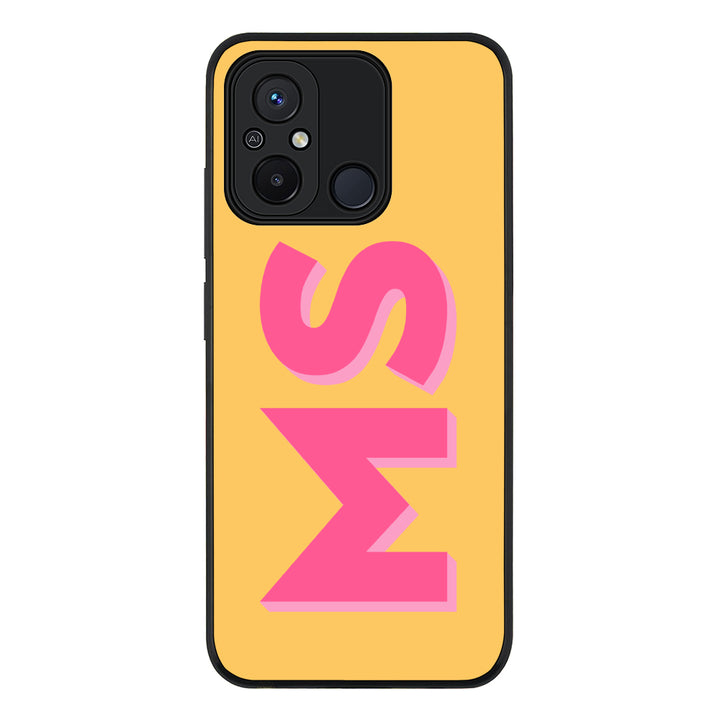 Redmi 12C 4G / Rugged Black Personalized Monogram Initial 3D Shadow Text Phone Case - Redmi - Stylizedd.com
