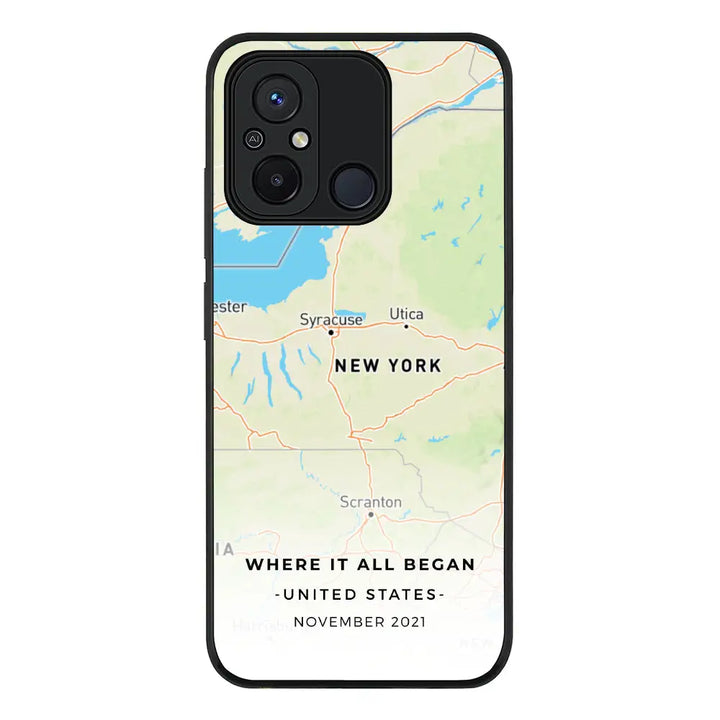 Redmi 12C 4G / Rugged Black Personalized map, Phone Case - Redmi - Stylizedd.com