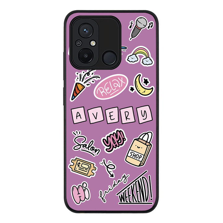 Redmi 12C 4G / Rugged Black Personalized Name Cute Weekend Girl Sticker, Phone Case - Redmi - Stylizedd.com