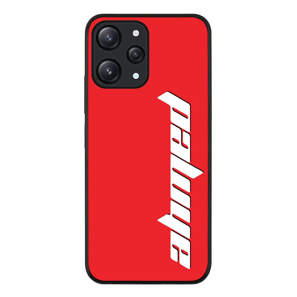 Redmi 12 4G / Rugged Black Custom Text, Vertical Name Phone Case - Redmi - Stylizedd.com