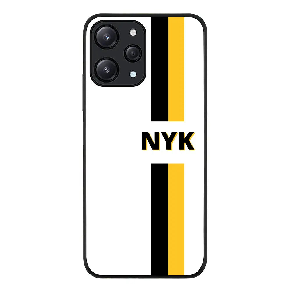 Redmi 12 4G / Rugged Black Custom Striped Monogram Phone Case - Redmi - Stylizedd.com