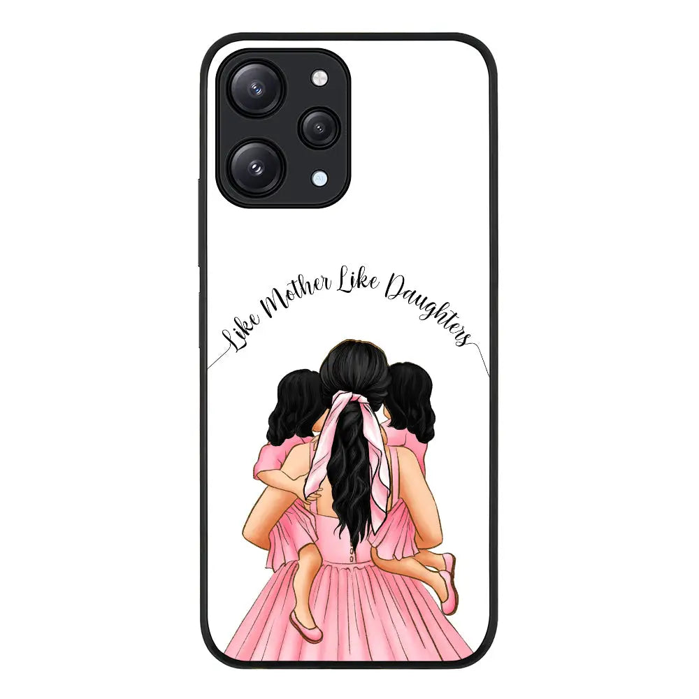 Redmi 12 4G / Rugged Black Mother 2 daughters Custom Clipart, Text Phone Case - Redmi - Stylizedd.com