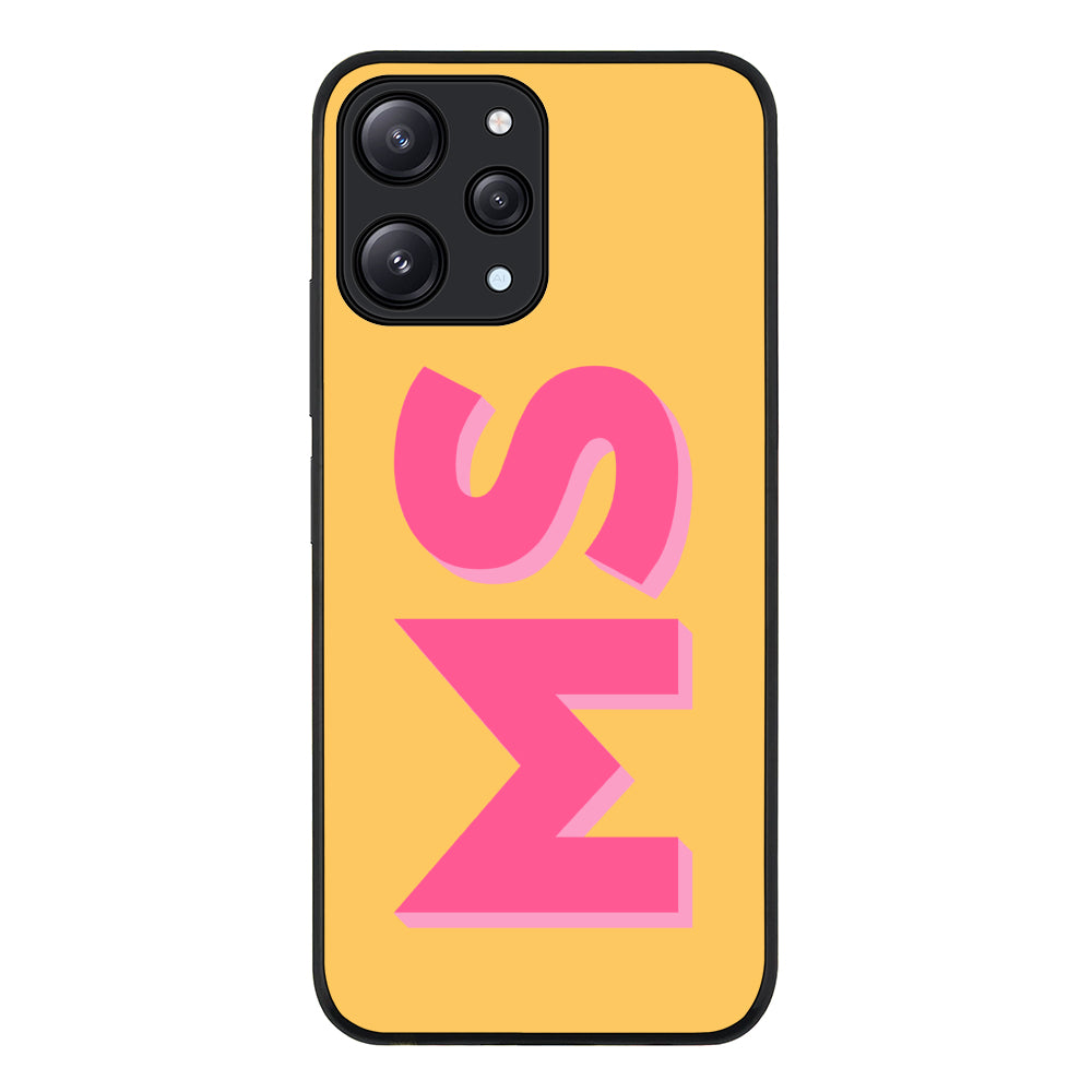 Redmi 12 4G / Rugged Black Personalized Monogram Initial 3D Shadow Text Phone Case - Redmi - Stylizedd.com