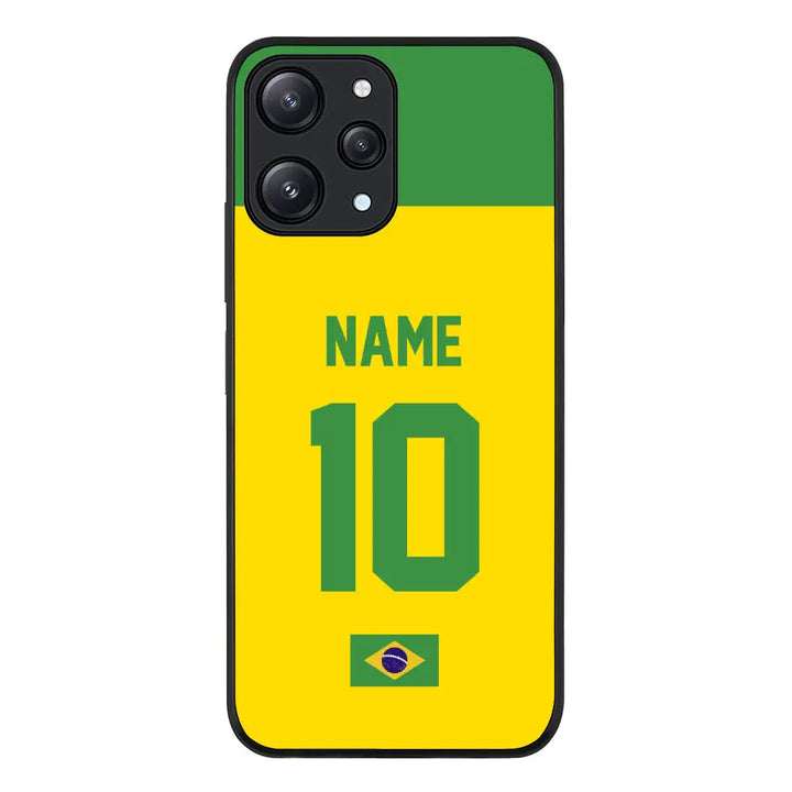 Redmi 12 4G / Rugged Black Personalized Football Jersey Phone Case Custom Name & Number - Redmi - Stylizedd.com