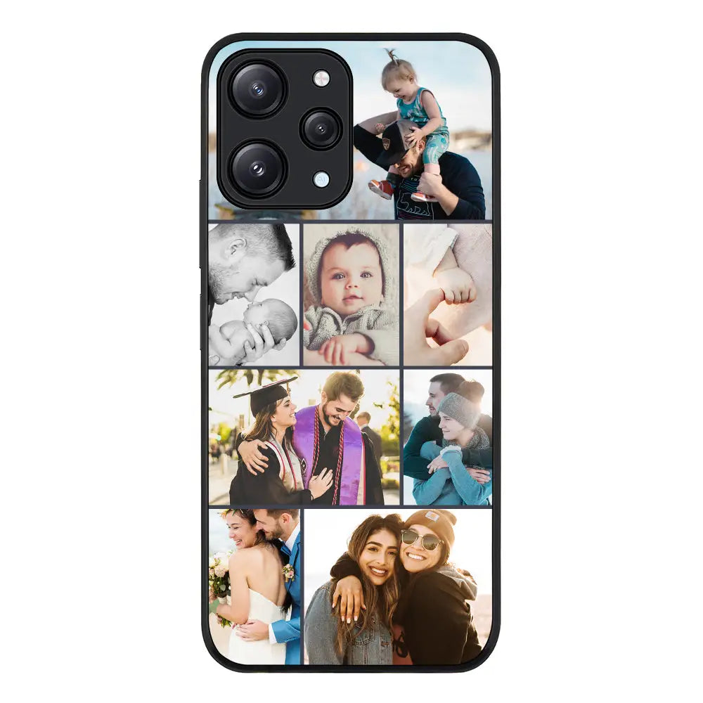 Personalised Photo Collage Grid Phone Case - Redmi - 12 4G / Rugged Black - Stylizedd