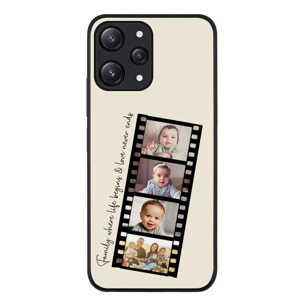 Redmi 12 4G / Rugged Black Custom Film Strips Personalised Movie Strip, Phone Case - Redmi - Stylizedd.com