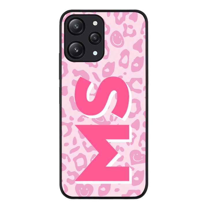 Redmi 12 4G / Rugged Black Custom Monogram Initial 3D Shadow Text Seamless Pattern, Phone Case - Redmi- Stylizedd.com