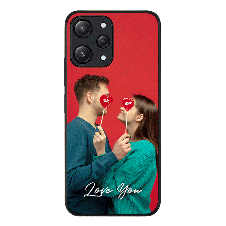 Redmi 12 4G / Rugged Black Custom Photo Valentine, Phone Case - Redmi - Stylizedd.com