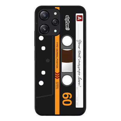 Custom Retro Cassette Tape Phone Case - Redmi - 12 4G / Rugged Black - Stylizedd