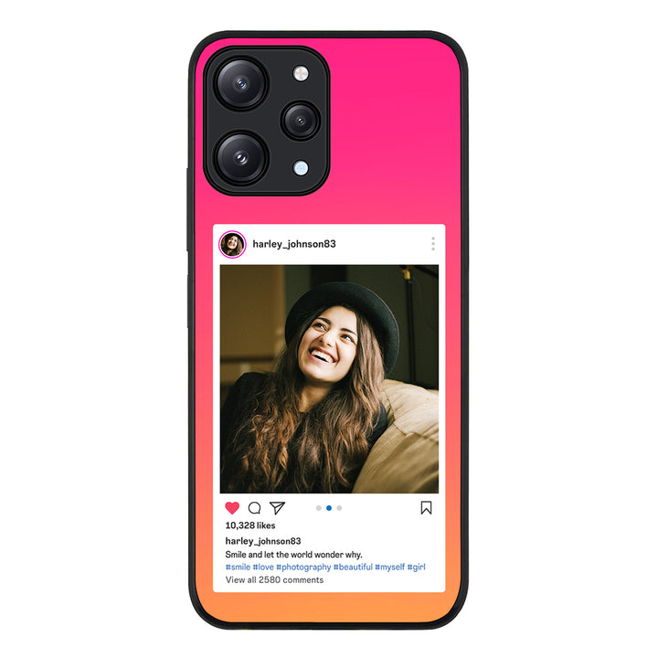 Redmi 12 4G / Rugged Black Custom Photo Instagram Post Template, Phone Case - Redmi - Stylizedd.com