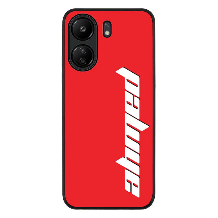 Redmi 13C 4G / Rugged Black Custom Text, Vertical Name Phone Case - Redmi - Stylizedd.com