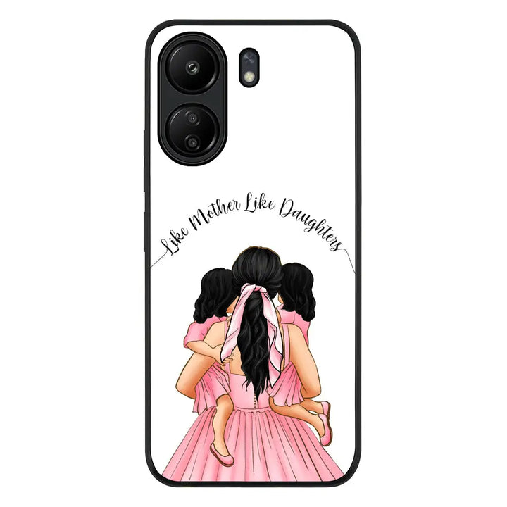 Redmi 13C 4G / Rugged Black Mother 2 daughters Custom Clipart, Text Phone Case - Redmi - Stylizedd.com