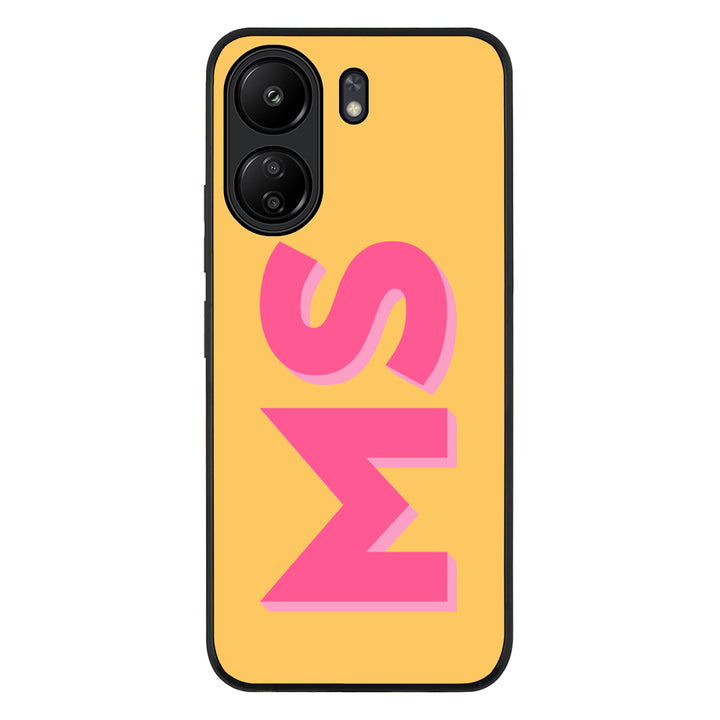 Redmi 13C 4G / Rugged Black Personalized Monogram Initial 3D Shadow Text Phone Case - Redmi - Stylizedd.com