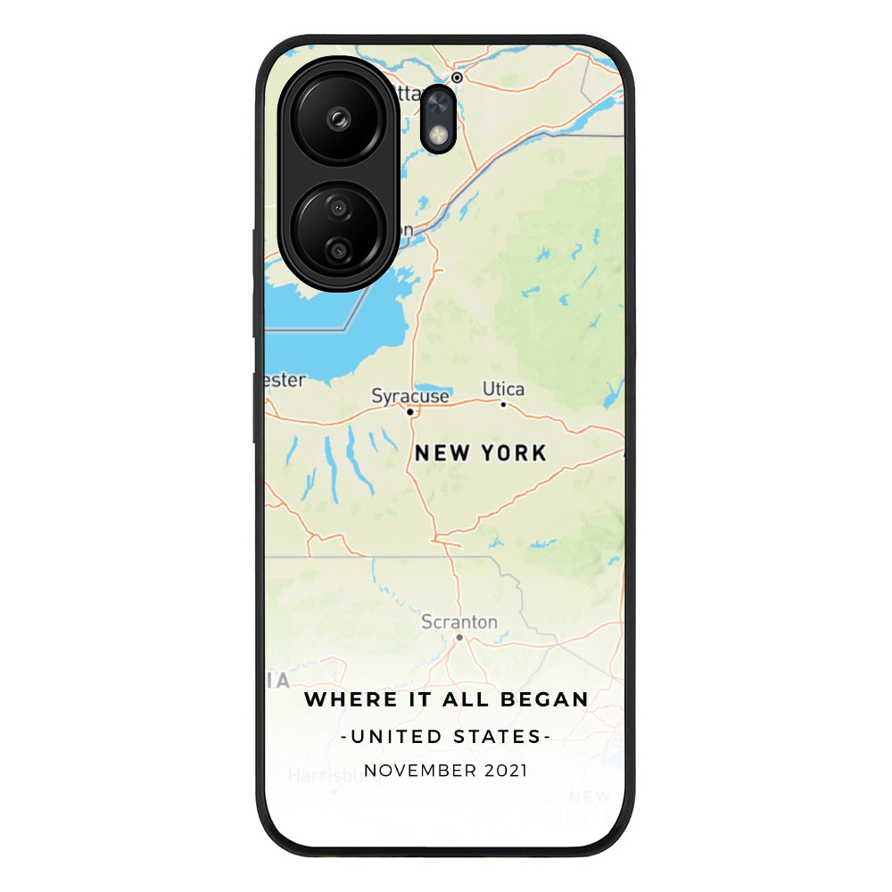 Redmi 13C 4G / Rugged Black Personalized map, Phone Case - Redmi - Stylizedd.com