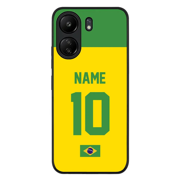 Redmi 13C 4G / Rugged Black Personalized Football Jersey Phone Case Custom Name & Number - Redmi - Stylizedd.com