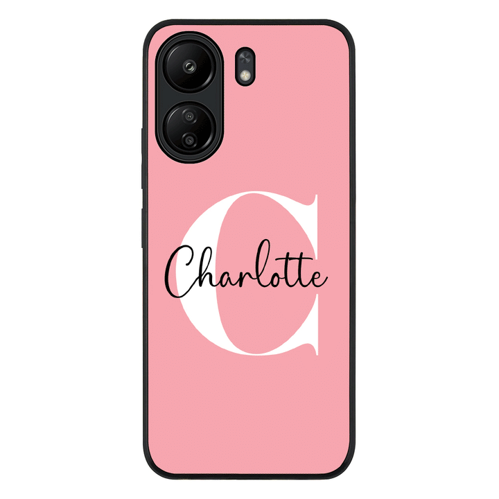 Redmi 13C 4G / Rugged Black Custom Monogram Large Initial Name & Letter, Phone Case - Redmi - Stylizedd.com
