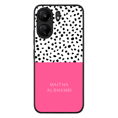 Personalized Text Colorful Spotted Dotted Phone Case - Redmi - 13C 4G / Rugged Black - Stylizedd