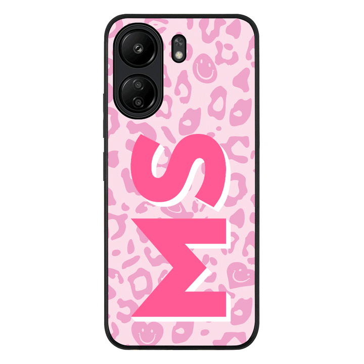 Redmi 13C 4G / Rugged Black Custom Monogram Initial 3D Shadow Text Seamless Pattern, Phone Case - Redmi - Stylizedd.com